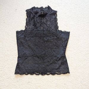 Bebe Elegant Black Lace Halter Top